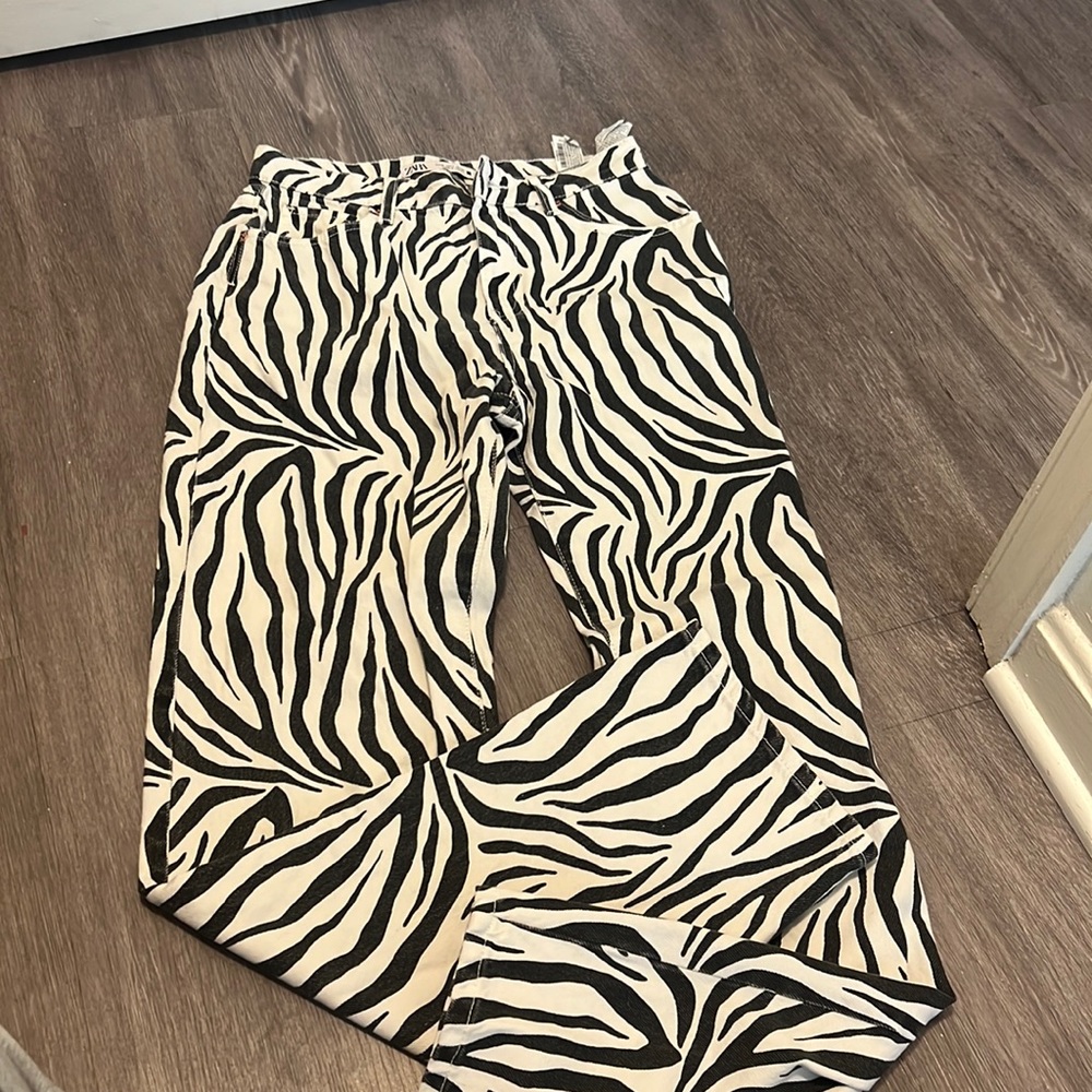Zara Zebra Print Jeans